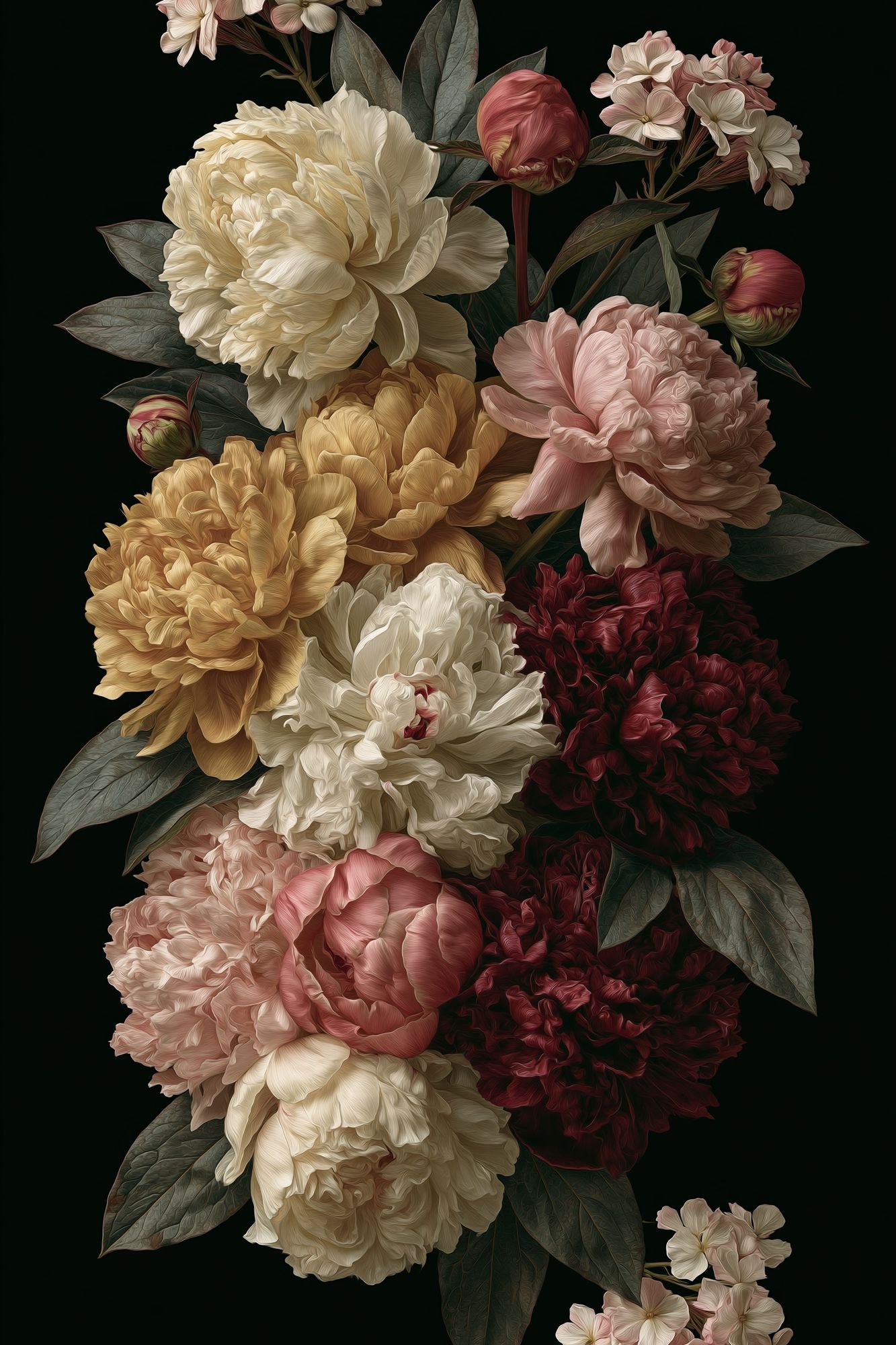 Peony Bouquet Botanical Print. poster detail