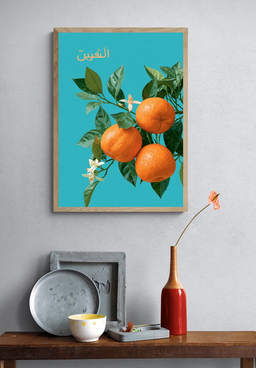 Orange Branch Botanical Print. — room view 3