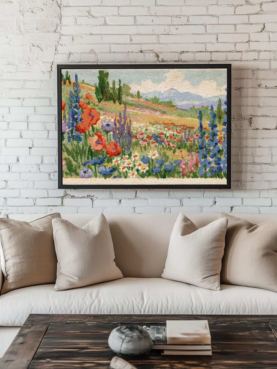 Wildflower Meadow Landscape Print. room preview