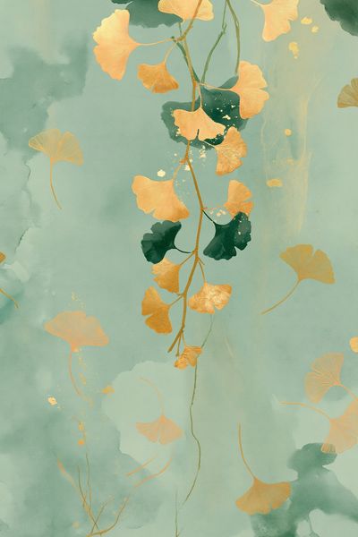 Ginkgo Leaves Botanical Print.
