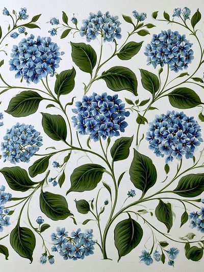 Blue Hydrangea Botanical Print.
