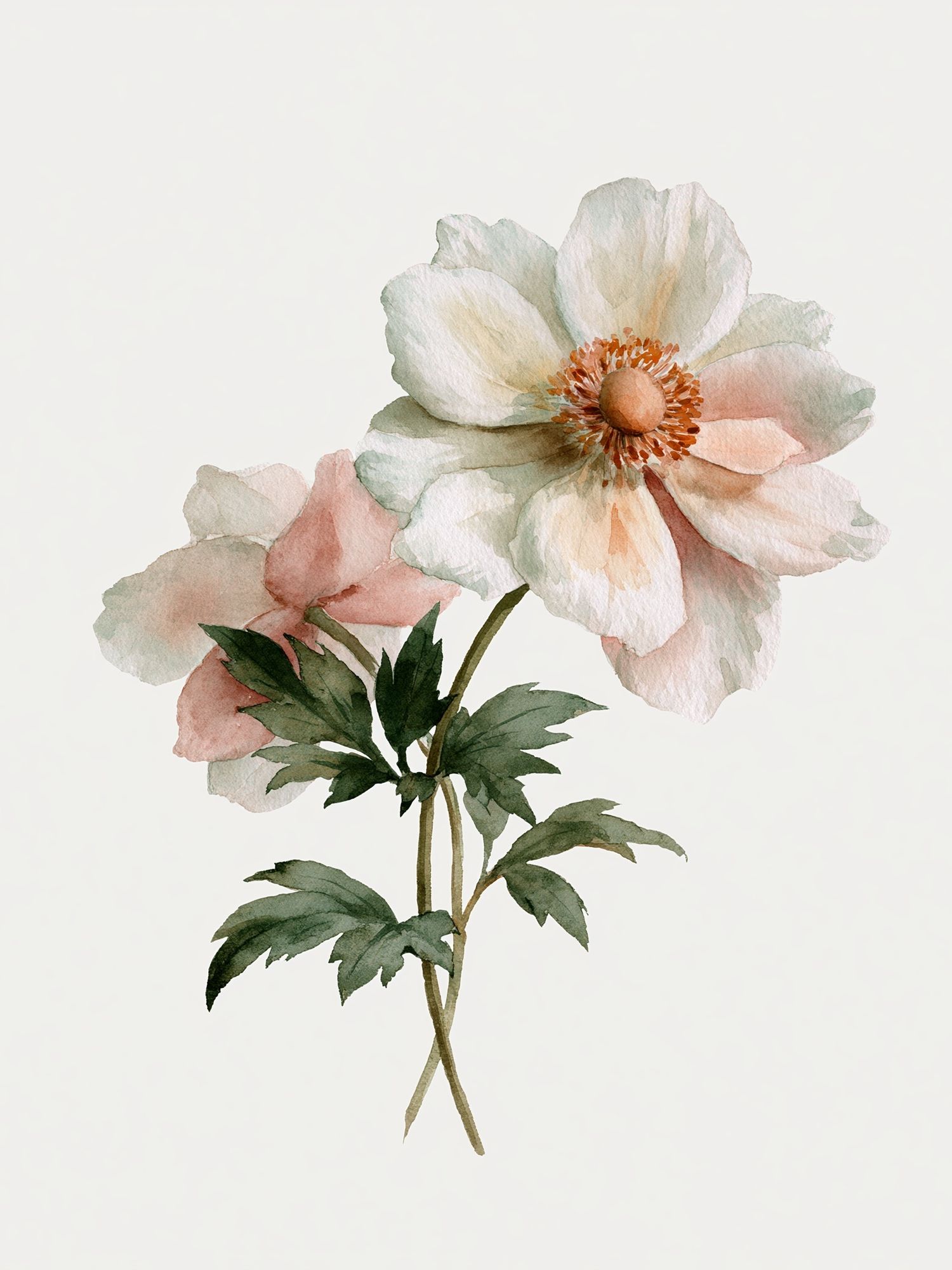 Soft Anemone Watercolor Print. poster — botanical art