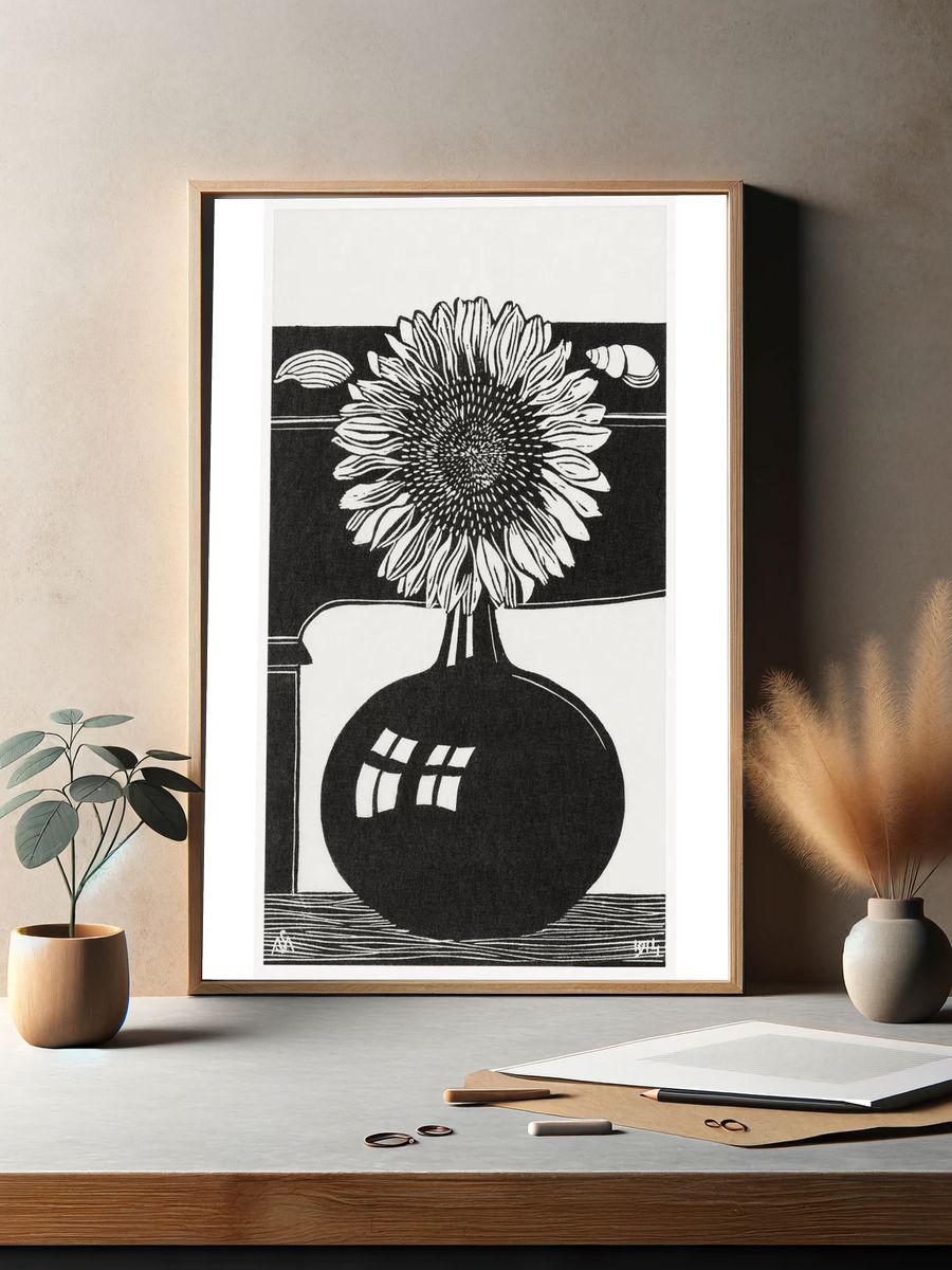 Sunflower (Zonnebloem) (1914) print high. — room view 2