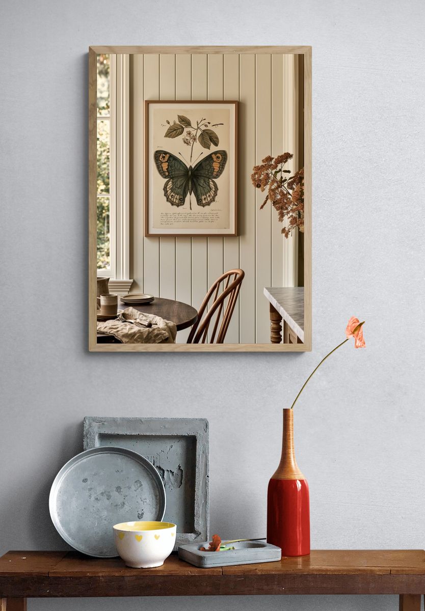 Butterfly Botanical Print Poster. — room view 3
