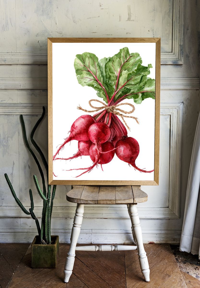 Beetroot Watercolor Botanical Poster. room preview