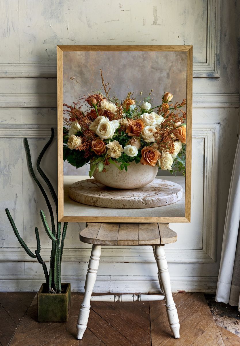 Autumn Rose Arrangement Print. — room view 1