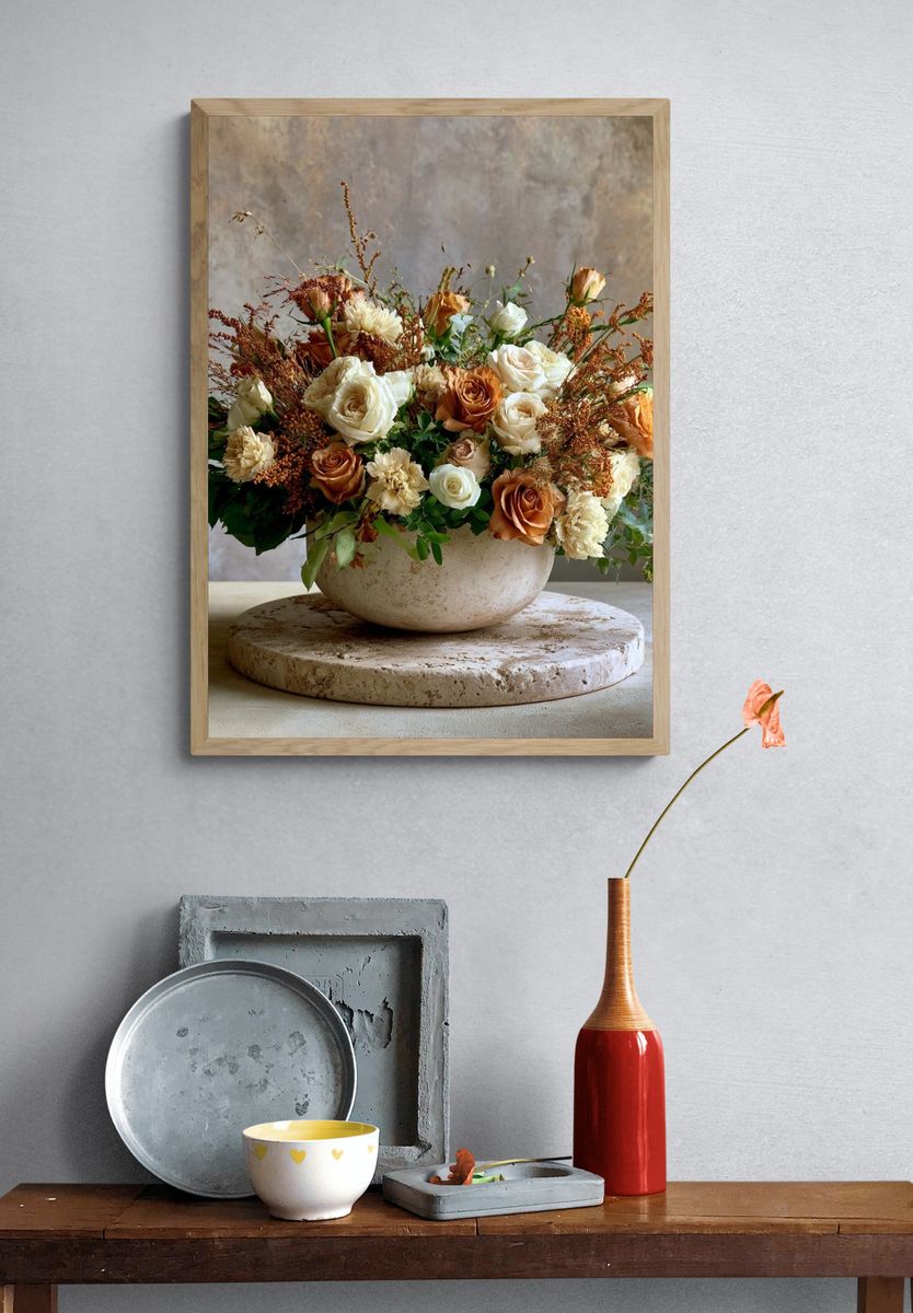 Autumn Rose Arrangement Print. — room view 3