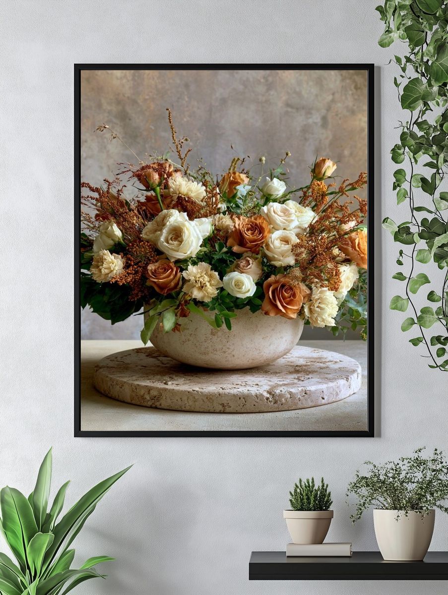 Autumn Rose Arrangement Print. — room view 4