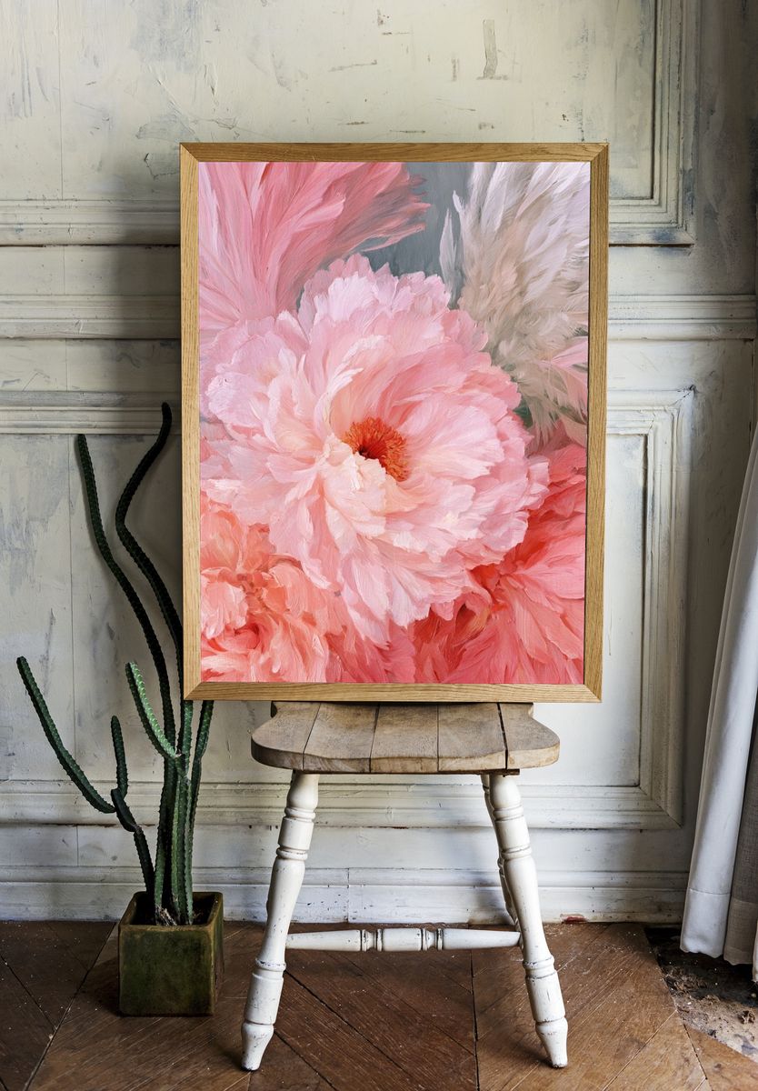 Pink Peony Bloom — Floral Print. room preview
