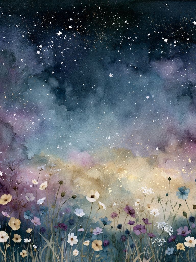 Starry Wildflower Meadow Print. poster detail