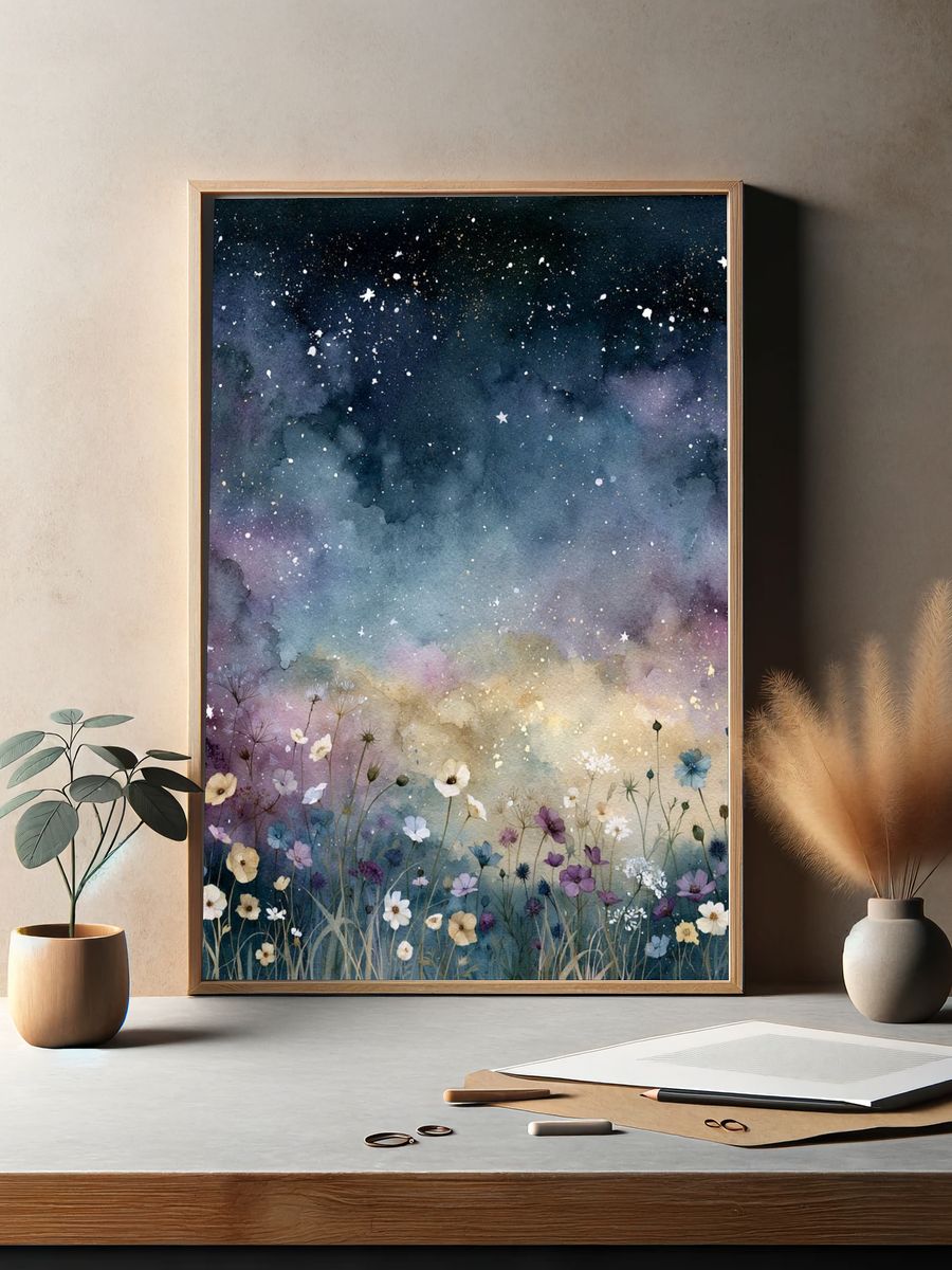 Starry Wildflower Meadow Print. — room view 2