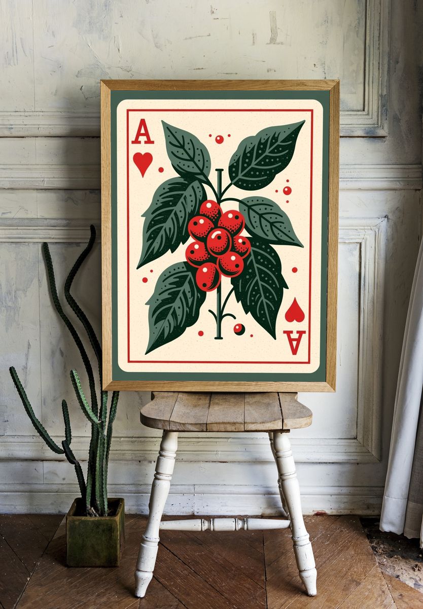 Coffee Plant Playing Card Poster. — room view 1