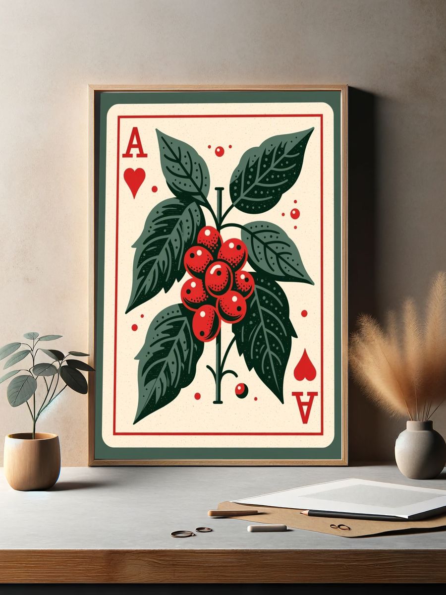 Coffee Plant Playing Card Poster. — room view 2