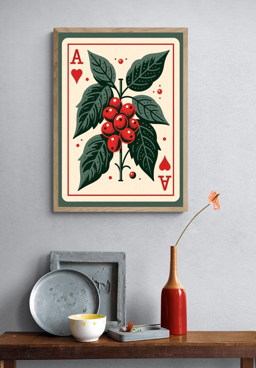 Coffee Plant Playing Card Poster. — room view 3