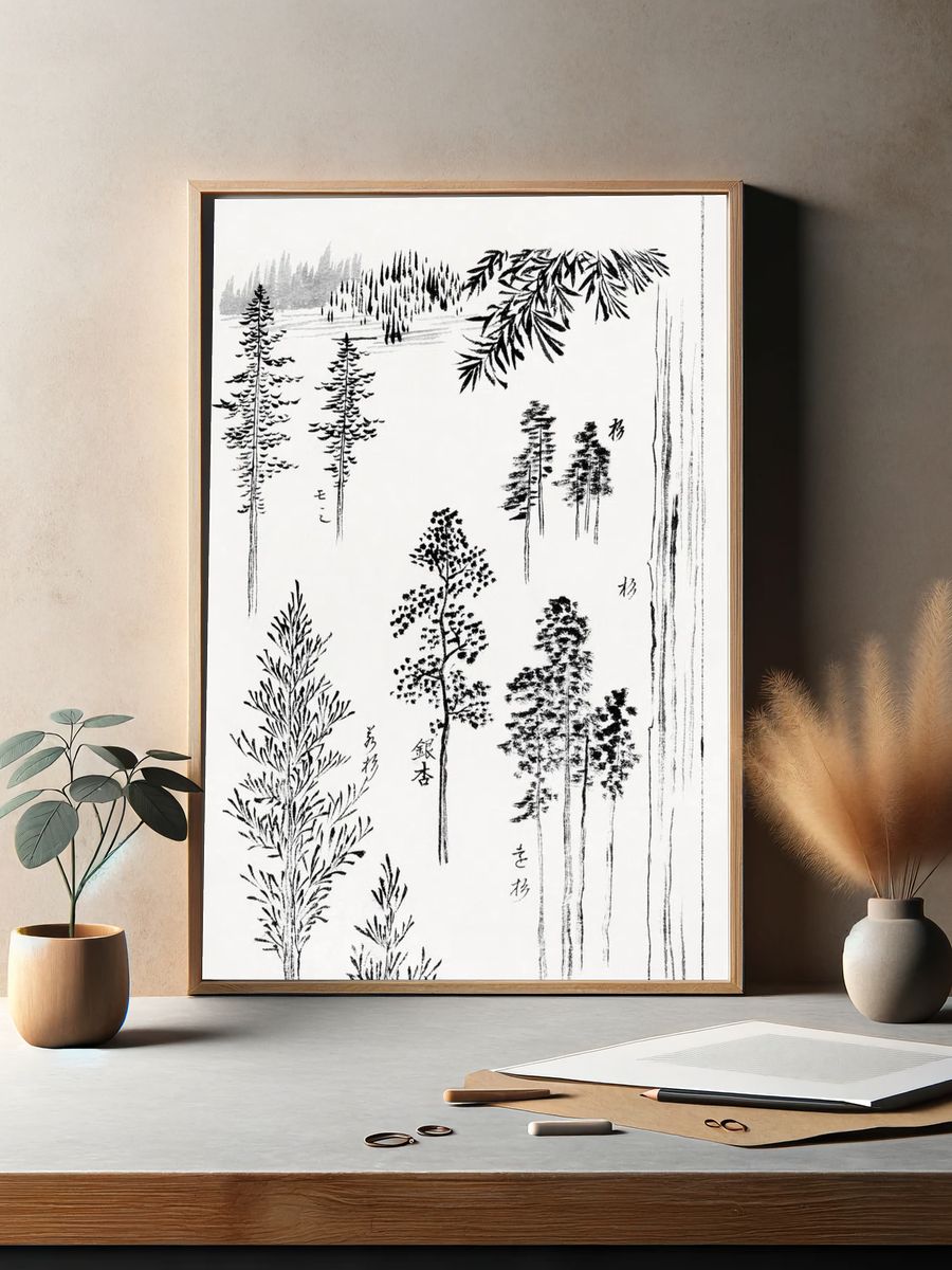 Hokusai's pine trees (1800-1900) vintage. — room view 2