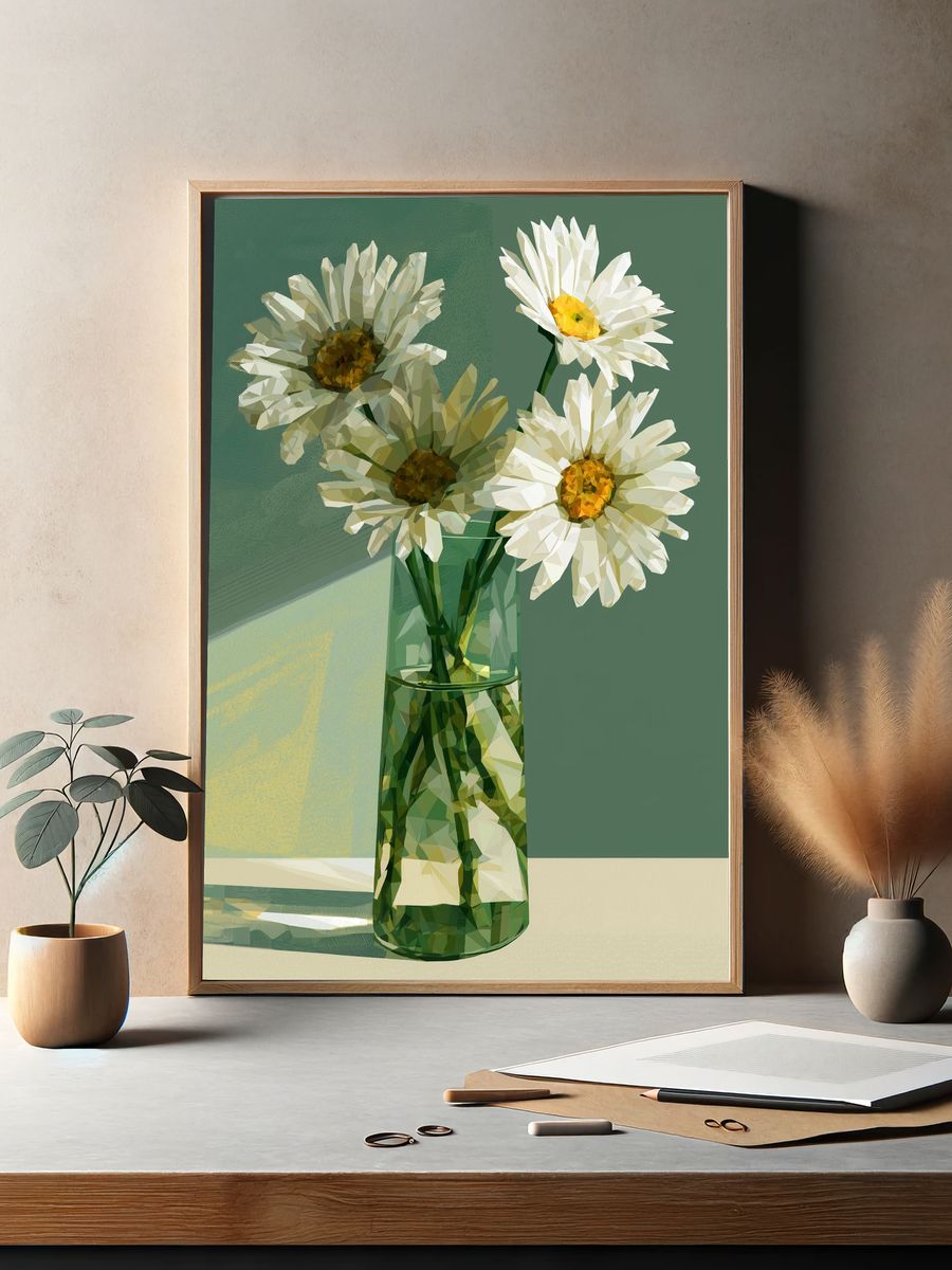 Daisy Vase Still Life Print. — room view 2