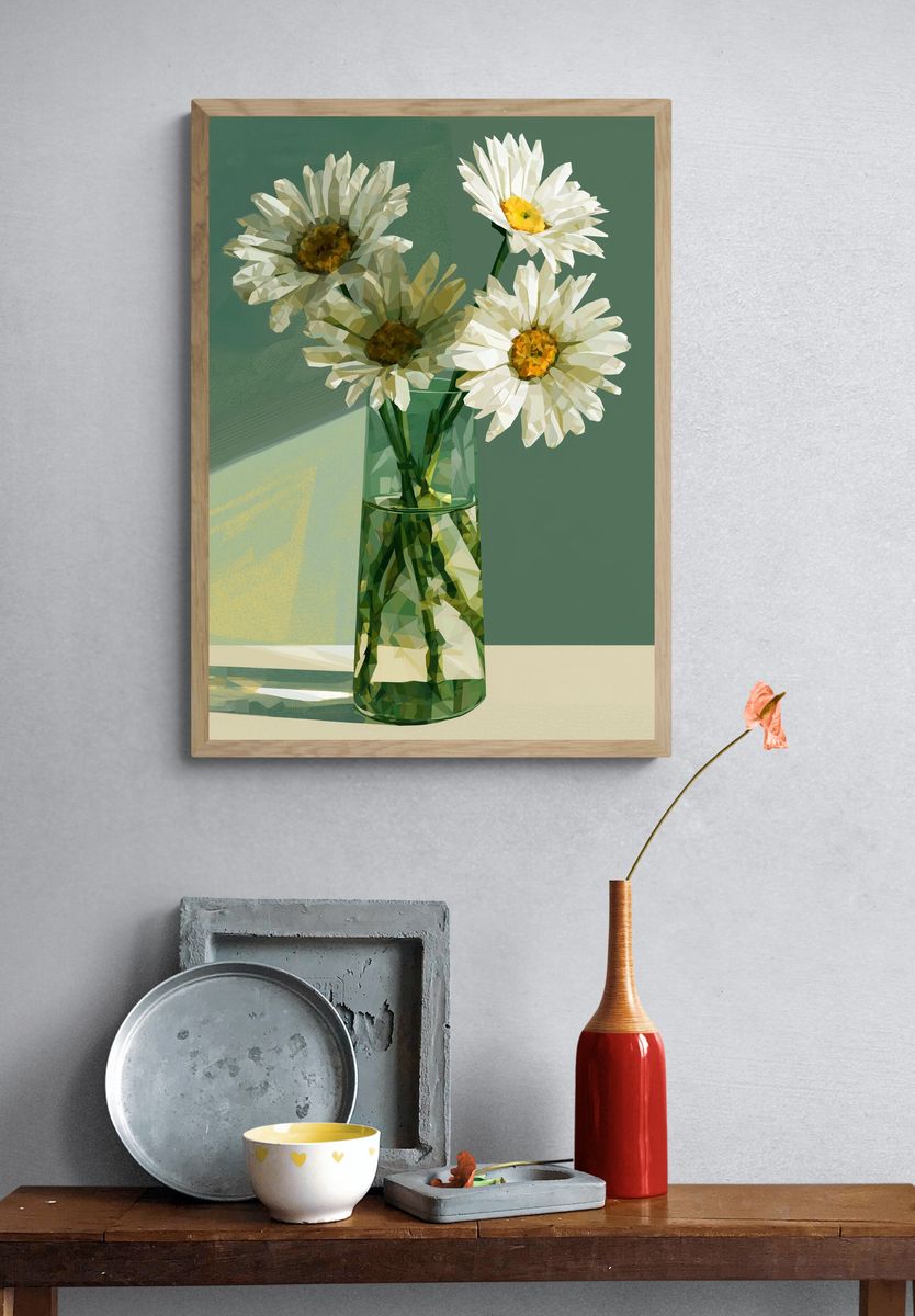 Daisy Vase Still Life Print. — room view 3