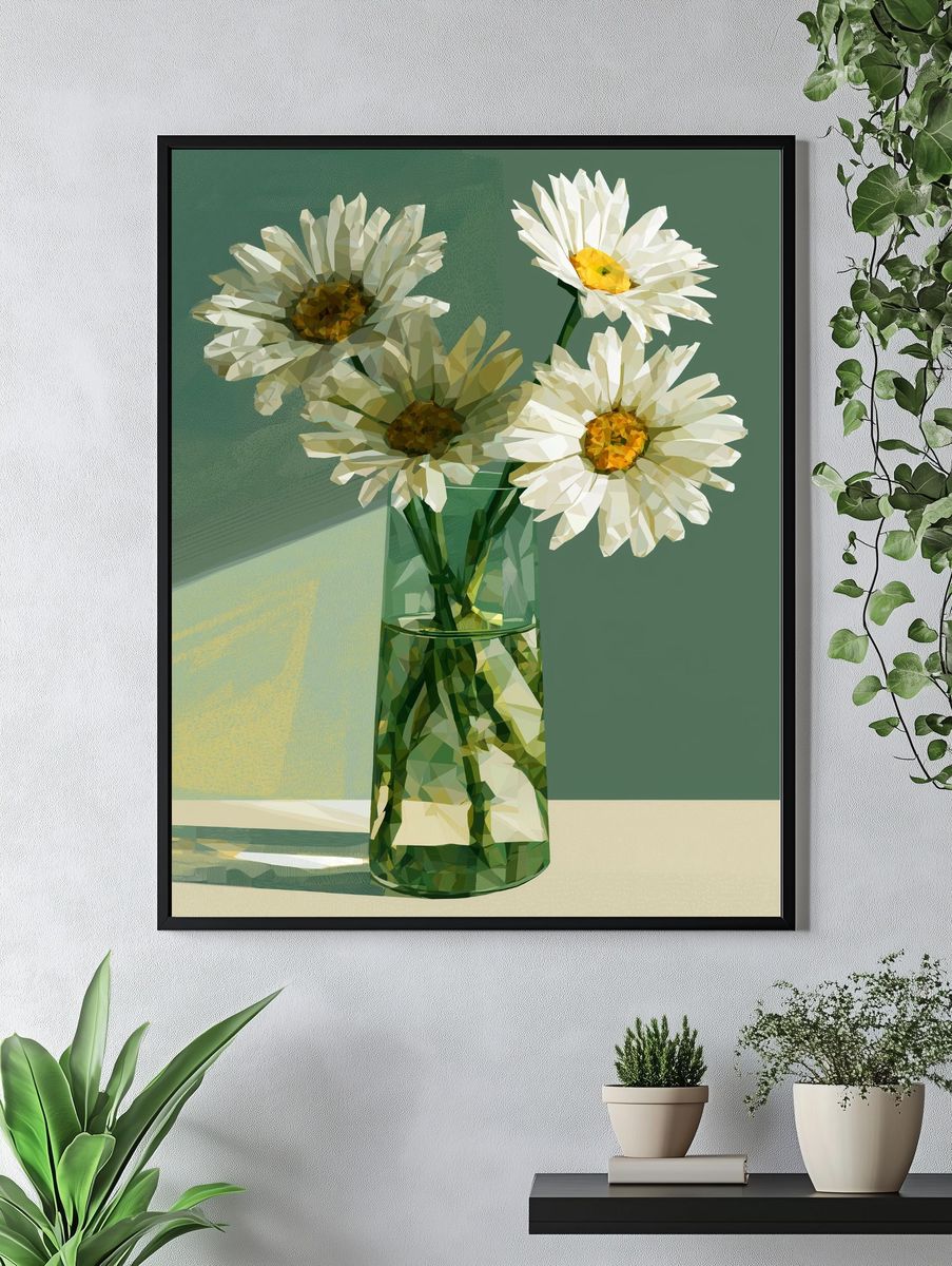 Daisy Vase Still Life Print. — room view 4