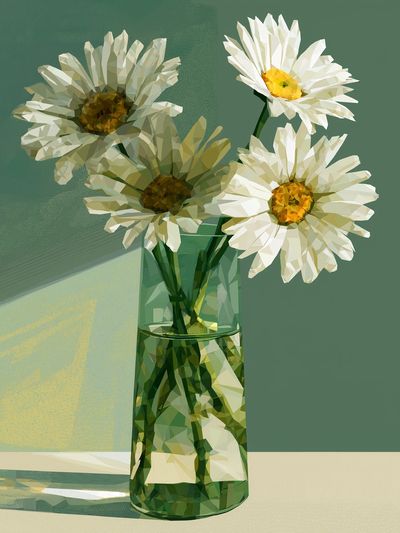 Daisy Vase Still Life Print.