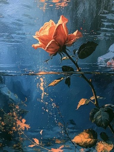 Blue Rose Underwater Print. poster detail