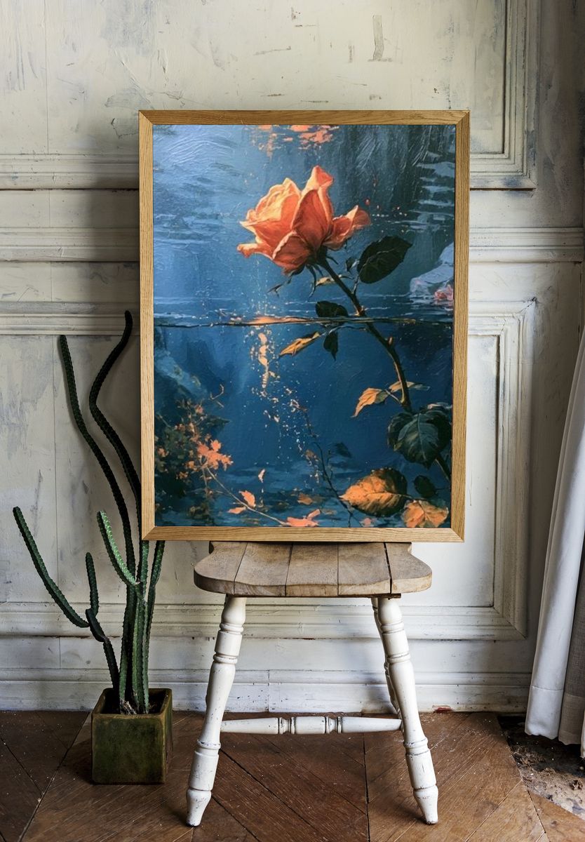 Blue Rose Underwater Print. — room view 1