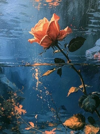 Blue Rose Underwater Print.