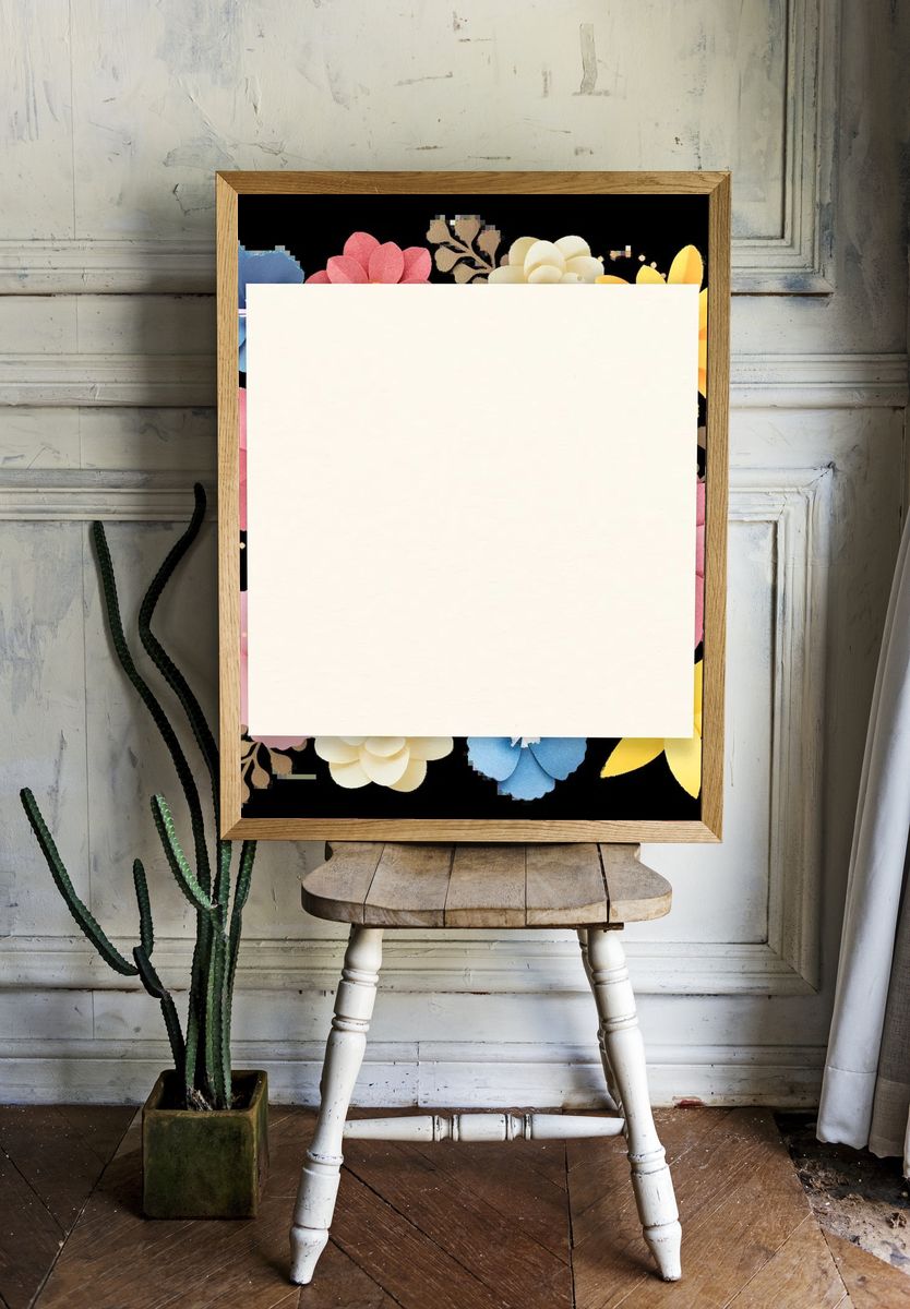 Wild flower decorated paper frame. room preview