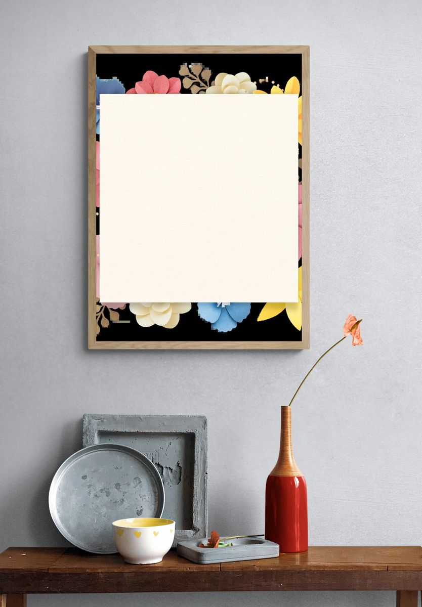 Wild flower decorated paper frame. — room view 3
