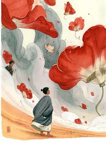 Red Poppies Watercolor Print. poster — botanical art
