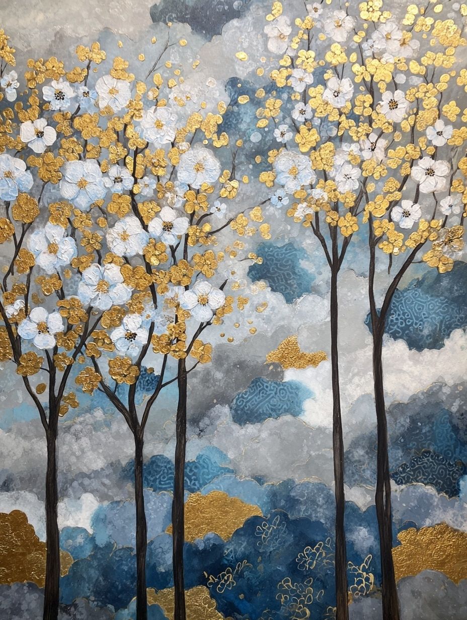 Golden Blossom Trees — Fine-Art Print. poster detail