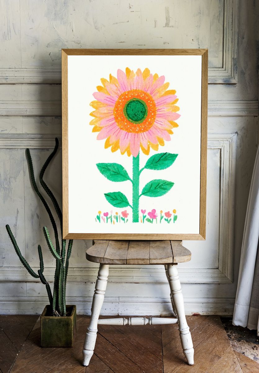 Whimsical Flower Illustration Poster. room preview