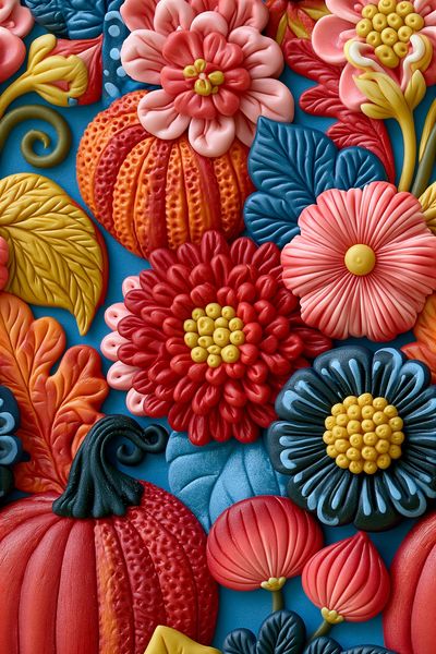Textured Floral Relief Poster.