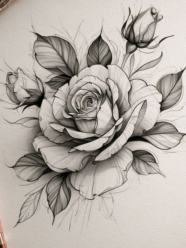 Rose Sketch Botanical Print. poster detail