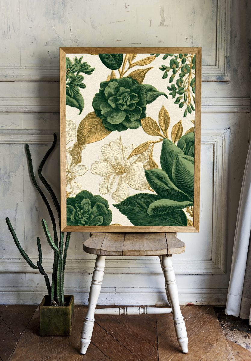 Botanical Floral Pattern Print. room preview