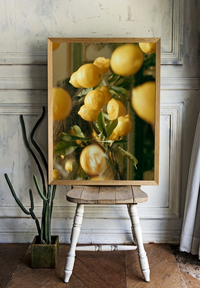 Lemon Branch Still Life Print. — room view 1