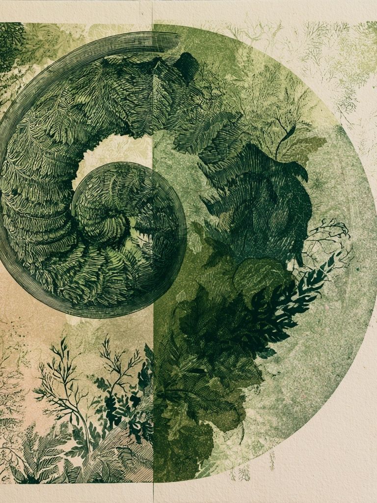 Botanical Spiral Collage Print. poster detail