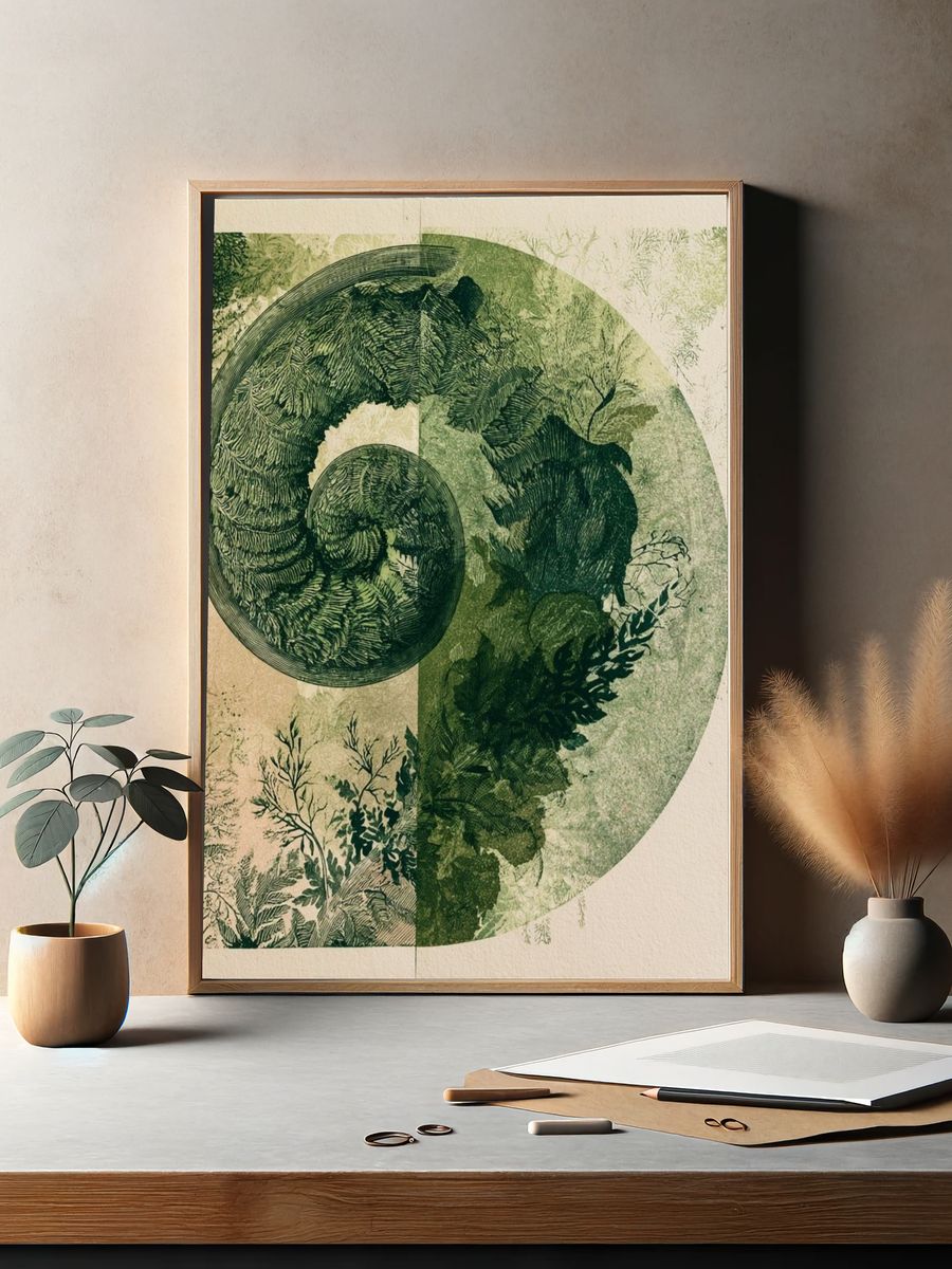 Botanical Spiral Collage Print. — room view 2