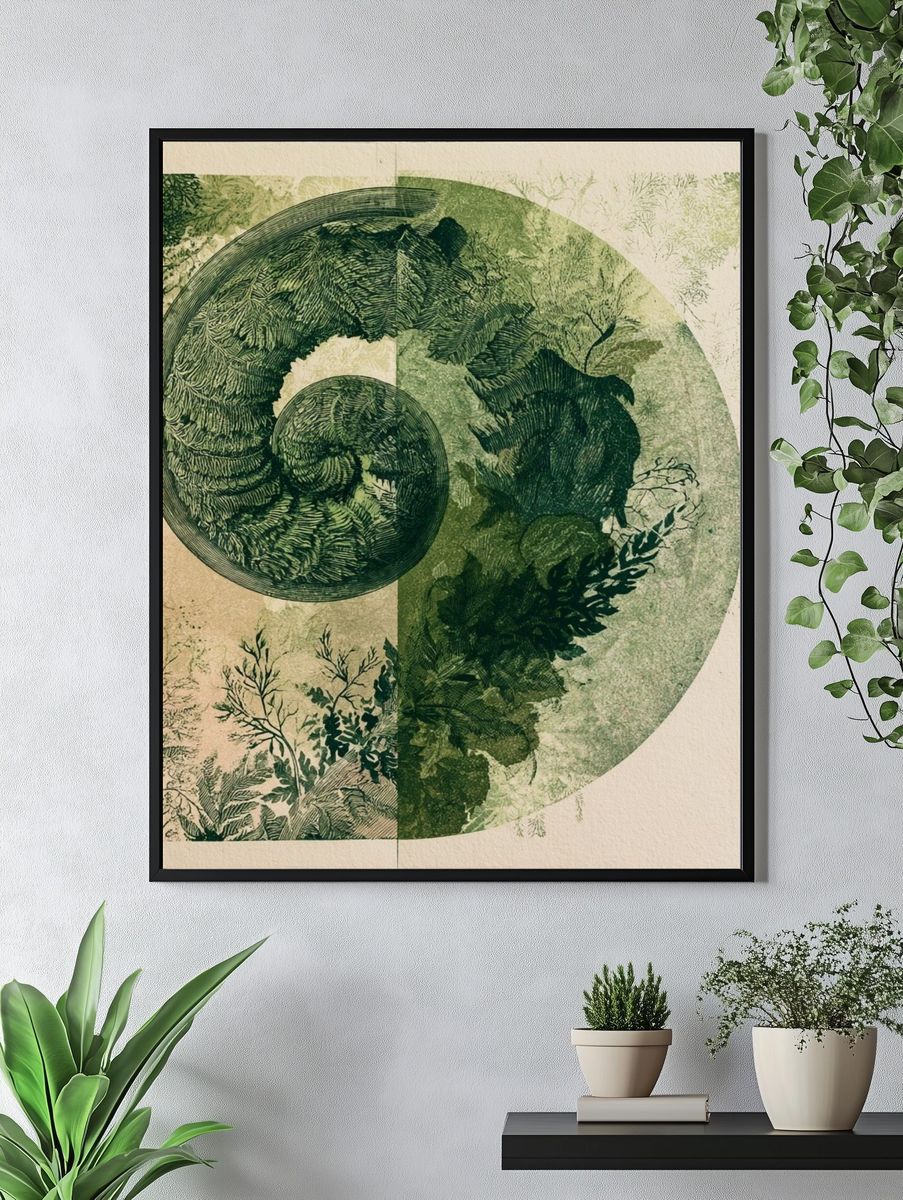 Botanical Spiral Collage Print. — room view 4
