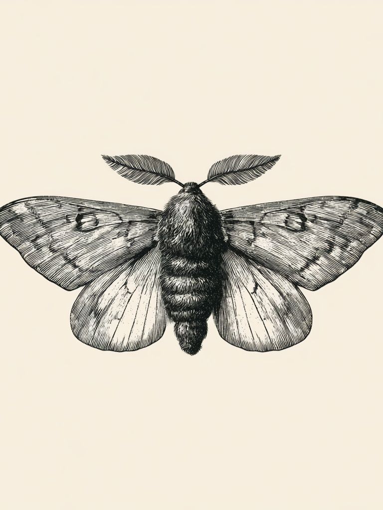 Moth Botanical Line Art Poster. poster — botanical art