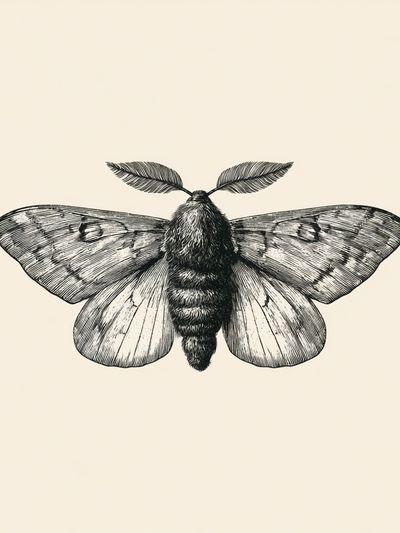 Moth Botanical Line Art Poster. poster