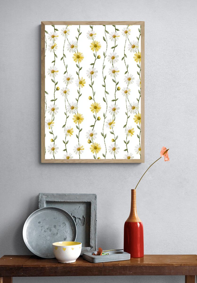 Daisy Vine Watercolor Print. — room view 3