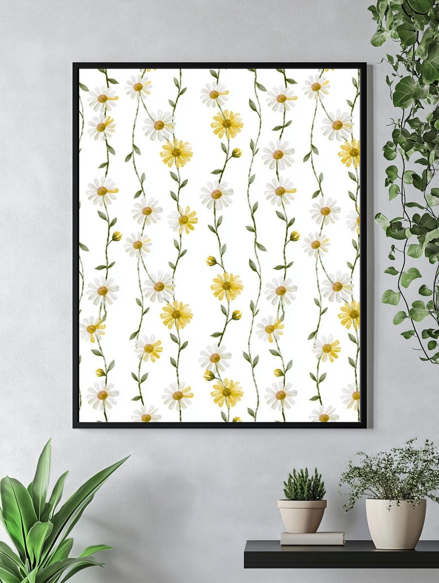 Daisy Vine Watercolor Print. — room view 4