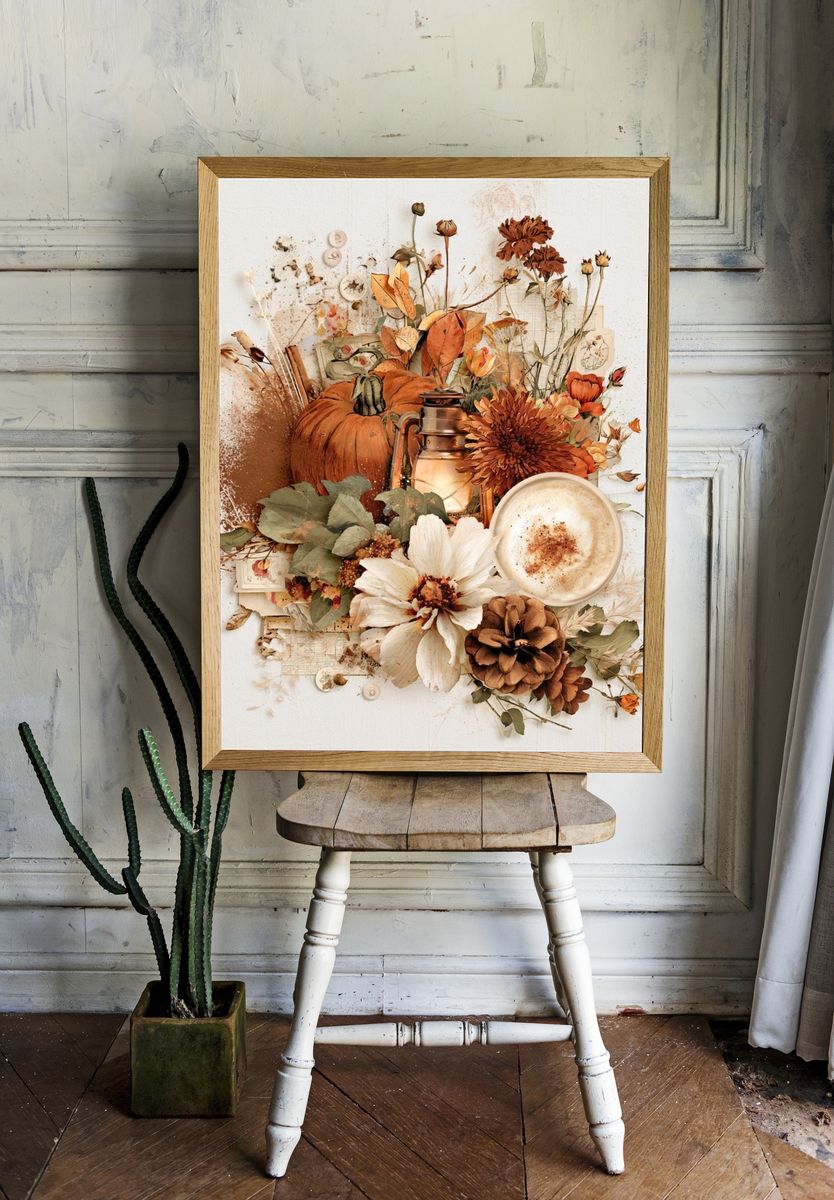 Autumn Floral Still Life Poster. — room view 1