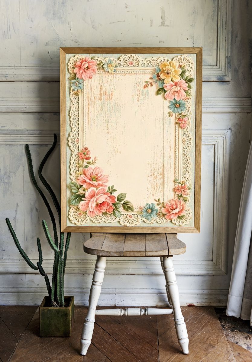 Vintage Floral Frame Poster. room preview