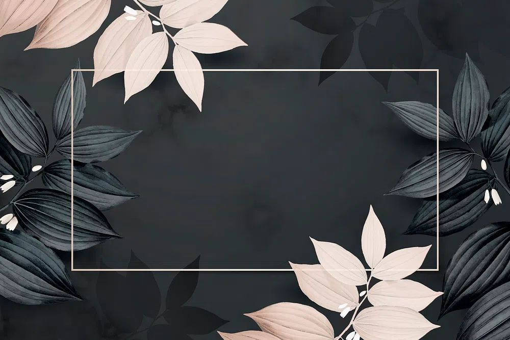 Rectangle golden foliage frame black. poster detail