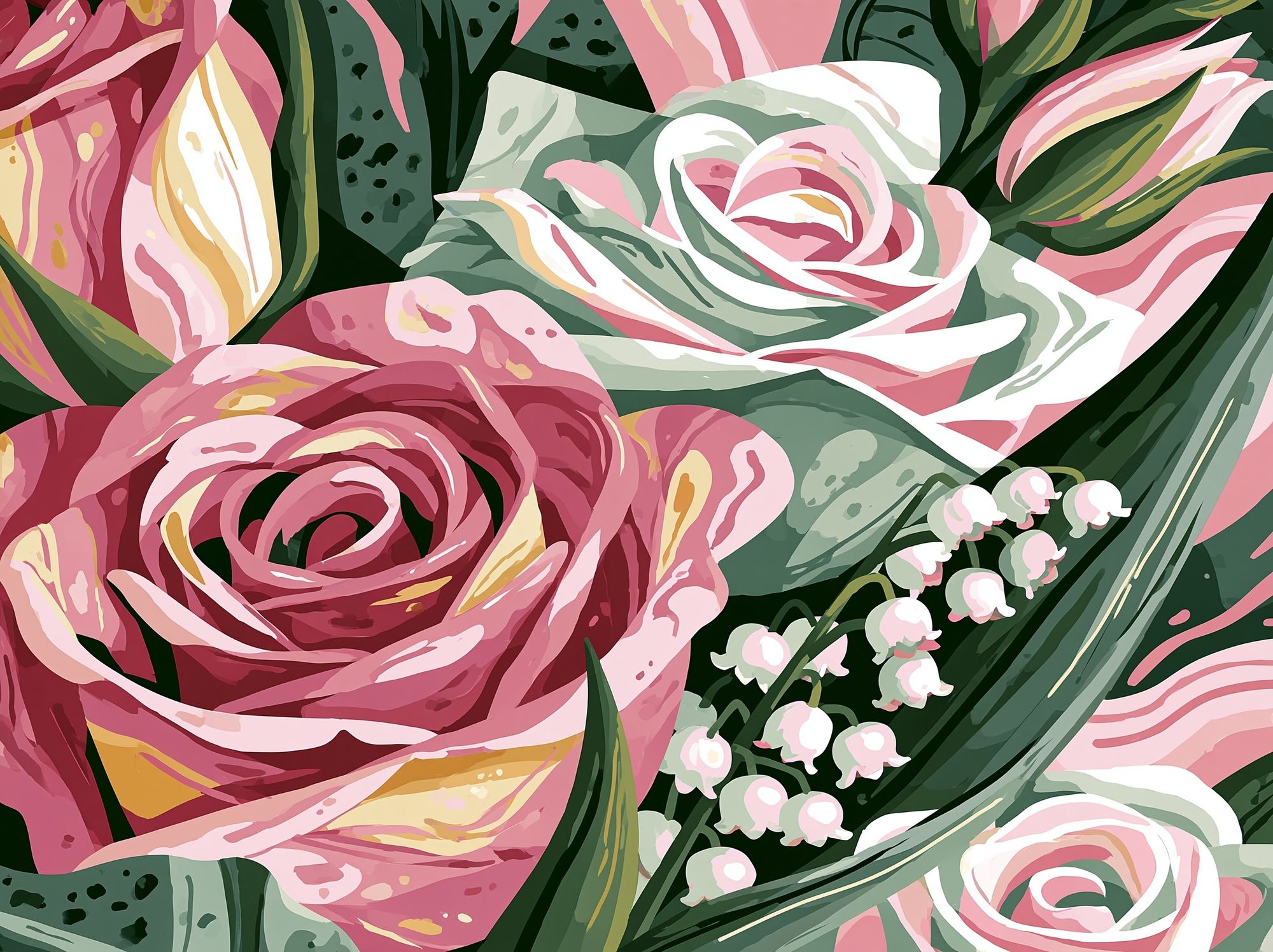 Pink Floral Bouquet Illustration Poster. poster — botanical art