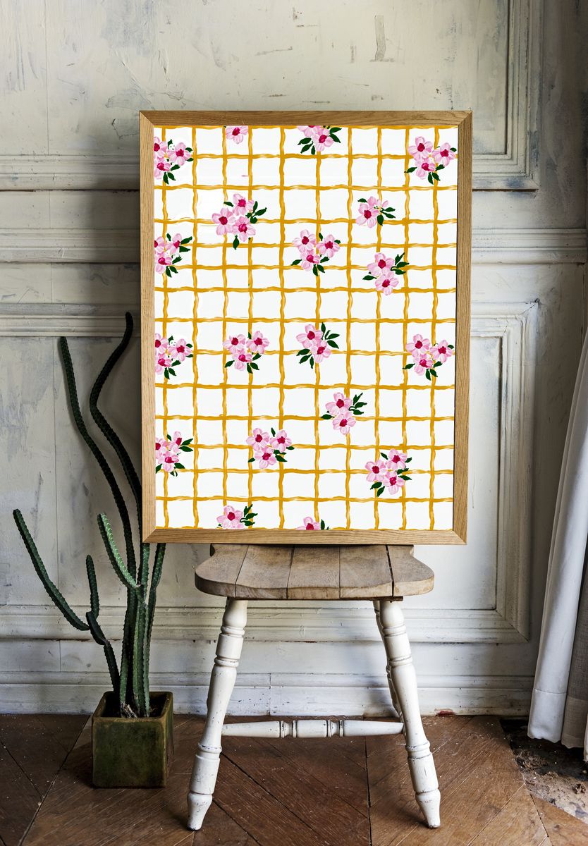Floral Trellis Pattern Print. room preview