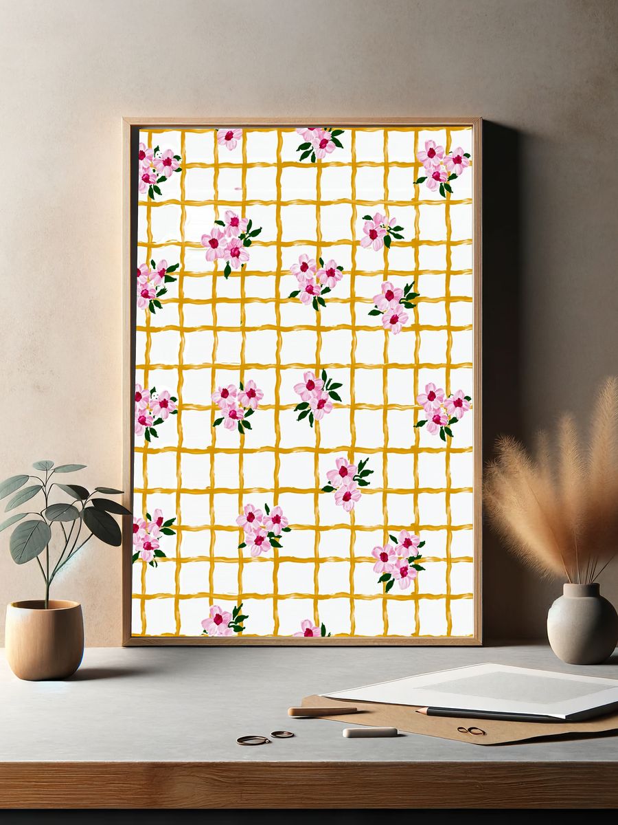 Floral Trellis Pattern Print. — room view 2