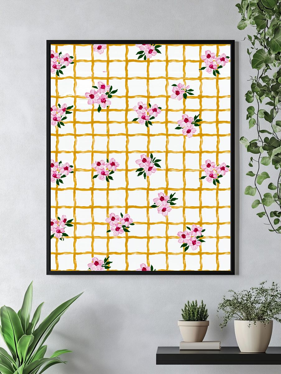 Floral Trellis Pattern Print. — room view 4
