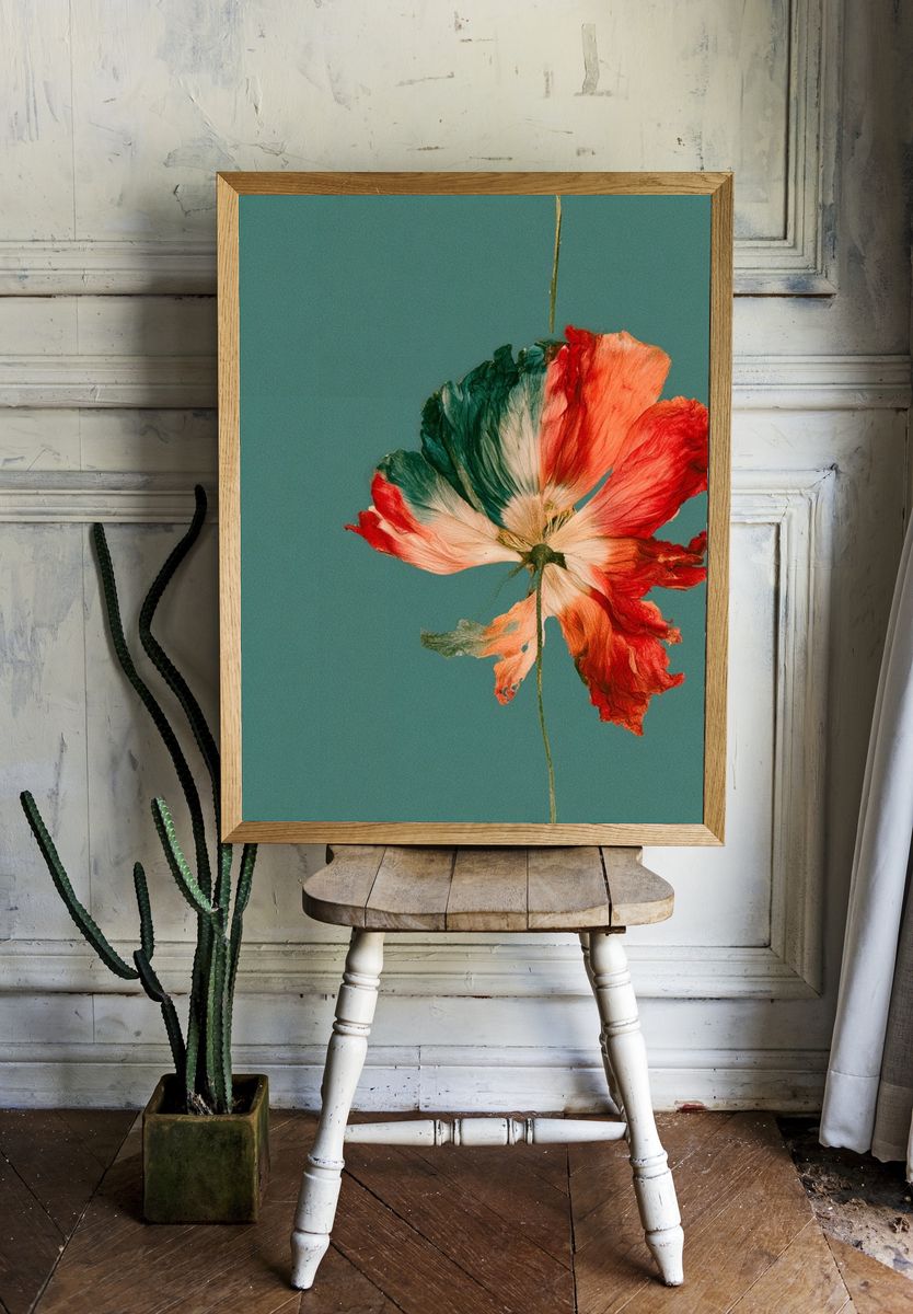 Pressed Poppy Botanical Poster. room preview